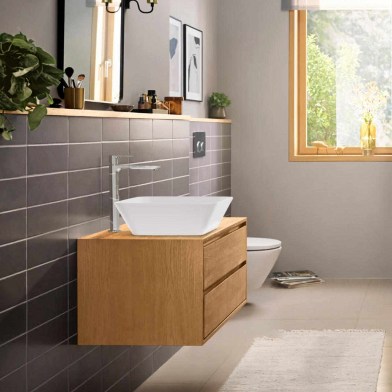 REBRIS E змішувач для умивальника 240, CoolStart,EcoSmart +, хром