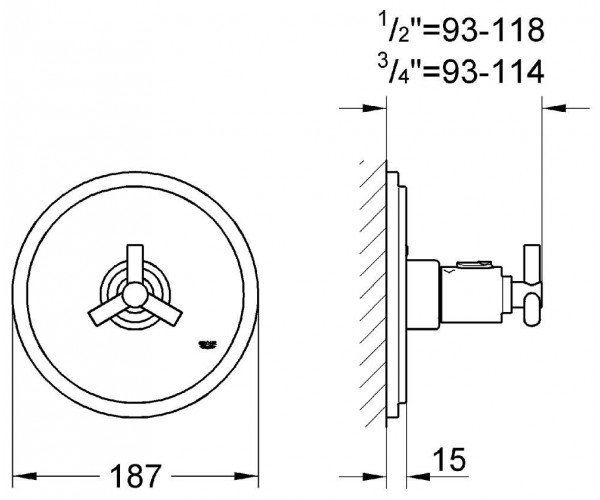 ATRIO-Центральний термотат GROHE 19147000 (верхня монтажна частина до 34101), хром