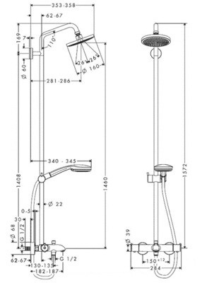 Showerpipe Croma душовий набір HANSGROHE 27143000