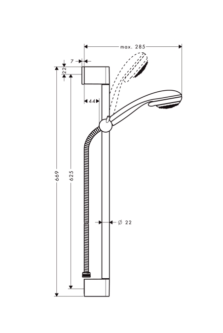 Crometta 85 Vario / Unica 0.65 HANSGROHE душова штанга 27763000