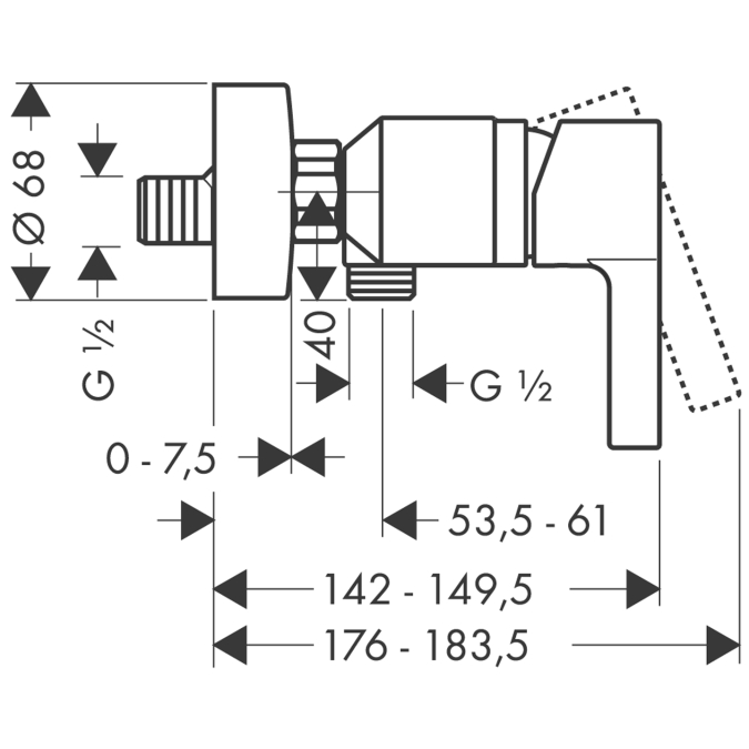 Metris S - змішувач в душову кабіну HANSGROHE 31660000