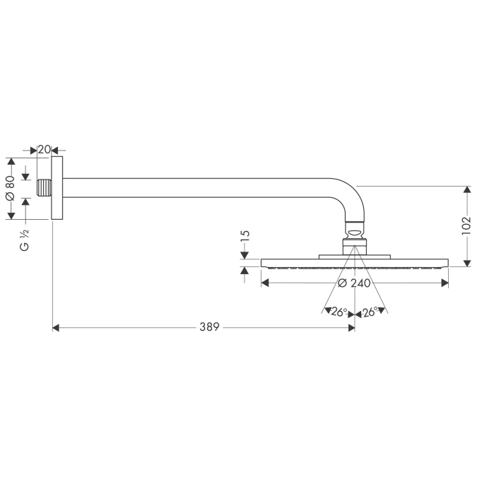 Raindance Air - верхній душ зі стіни 240 мм HANSGROHE 27474000