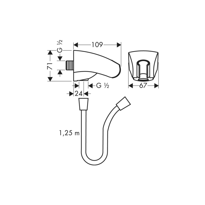 Porter E - тримач зі шлангом HANSGROHE 27507000