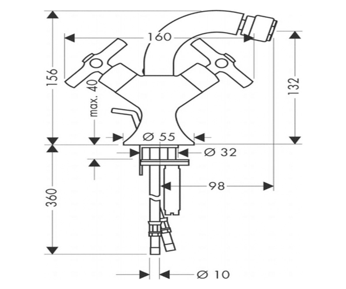 Axor Terrano - змішувач на біде (хрестики) сатінокс HANSGROHE 37230810