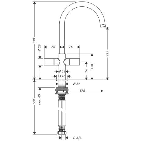 Aхor Uno 2 - змішувач для кухні HANSGROHE 38040000