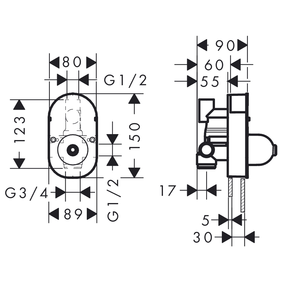 Focus S - прихована частина змішувача для 31746000 HANSGROHE 31741180