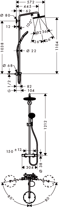 Raindance Select S 240 Showerpipe Душова система з Термостатом