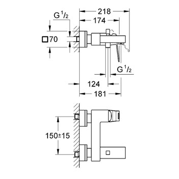 Eurocube Змішувач одноважiльний для ванни DN 15