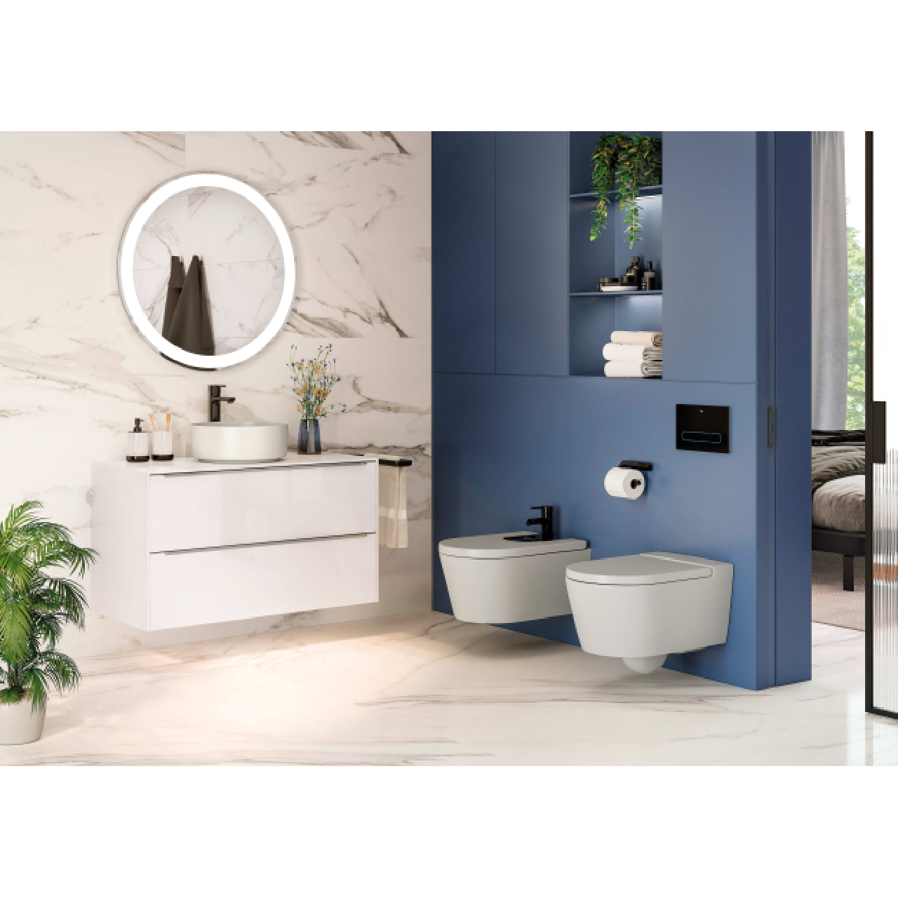 INSPIRA Round унiтаз 370*560*440мм, пiдвiсний, круглий, Rimless, горизонтальний випуск