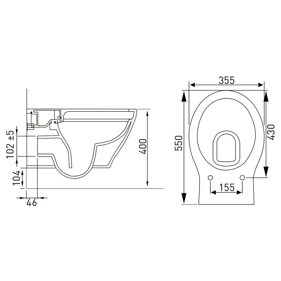 IBERIA унітаз 55*35,5*40см підвісний Rimless, сидіння тверде Slim slow-closing