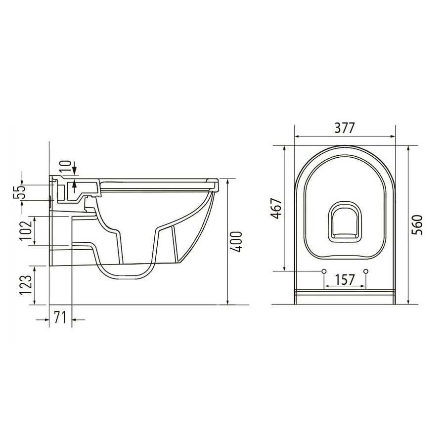 SOLAR Rimless підвісний унітаз 56*37,7*40см, сидіння тверде Slim slow-closing