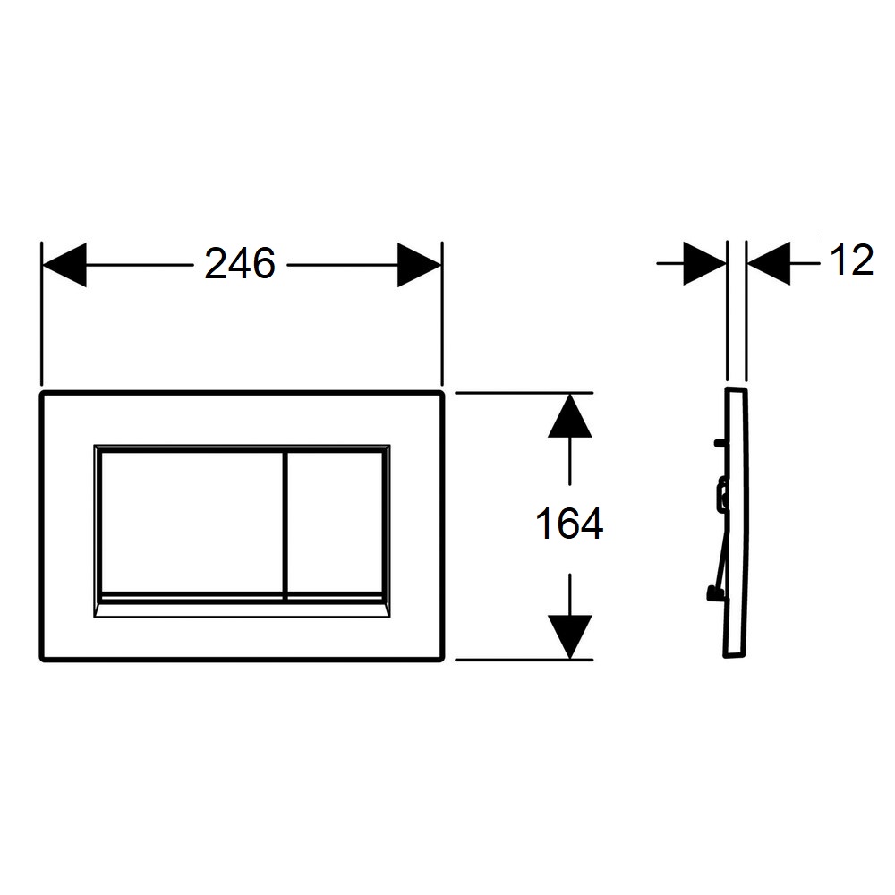 SIGMA20 SQUARE змивна клавіша для подвійного змиву, білий матовий, фарбований, легко чиститься /глянцевий хром