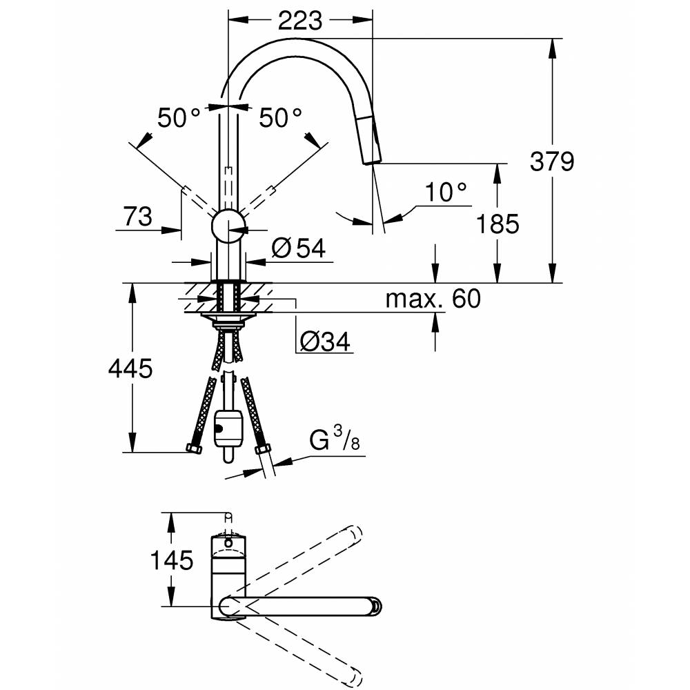 Змішувач для кухні GROHE MINTA 32321002, хром