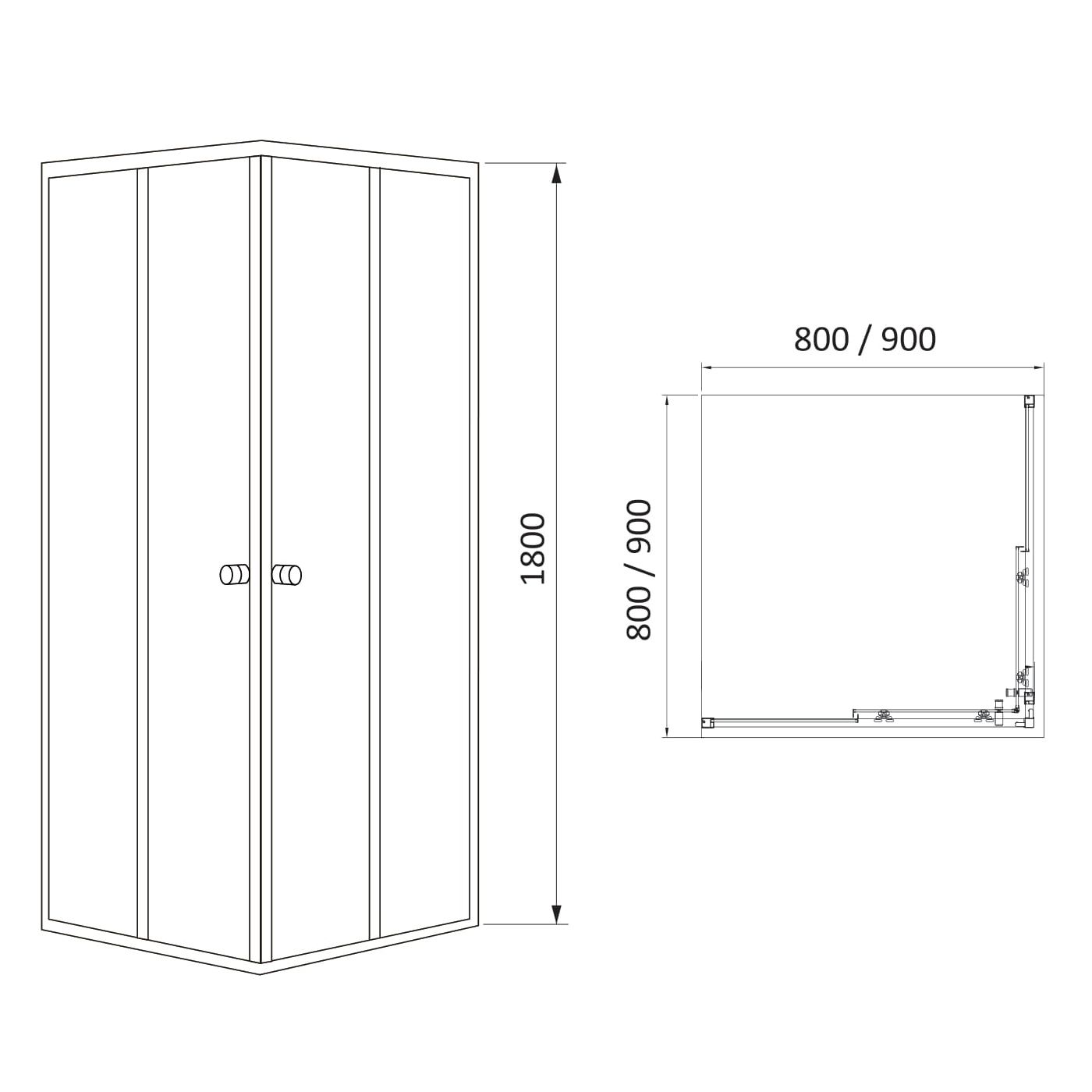 VELUM душ. кабіна 90*90*180см, квадратна, скло 4мм, без піддона