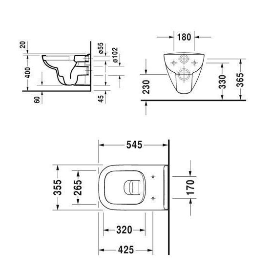 D-CODE Rimless унiтаз пiдвiсний 56,5*40*45см, в комплектi з сидiнням з автомат. закриванням