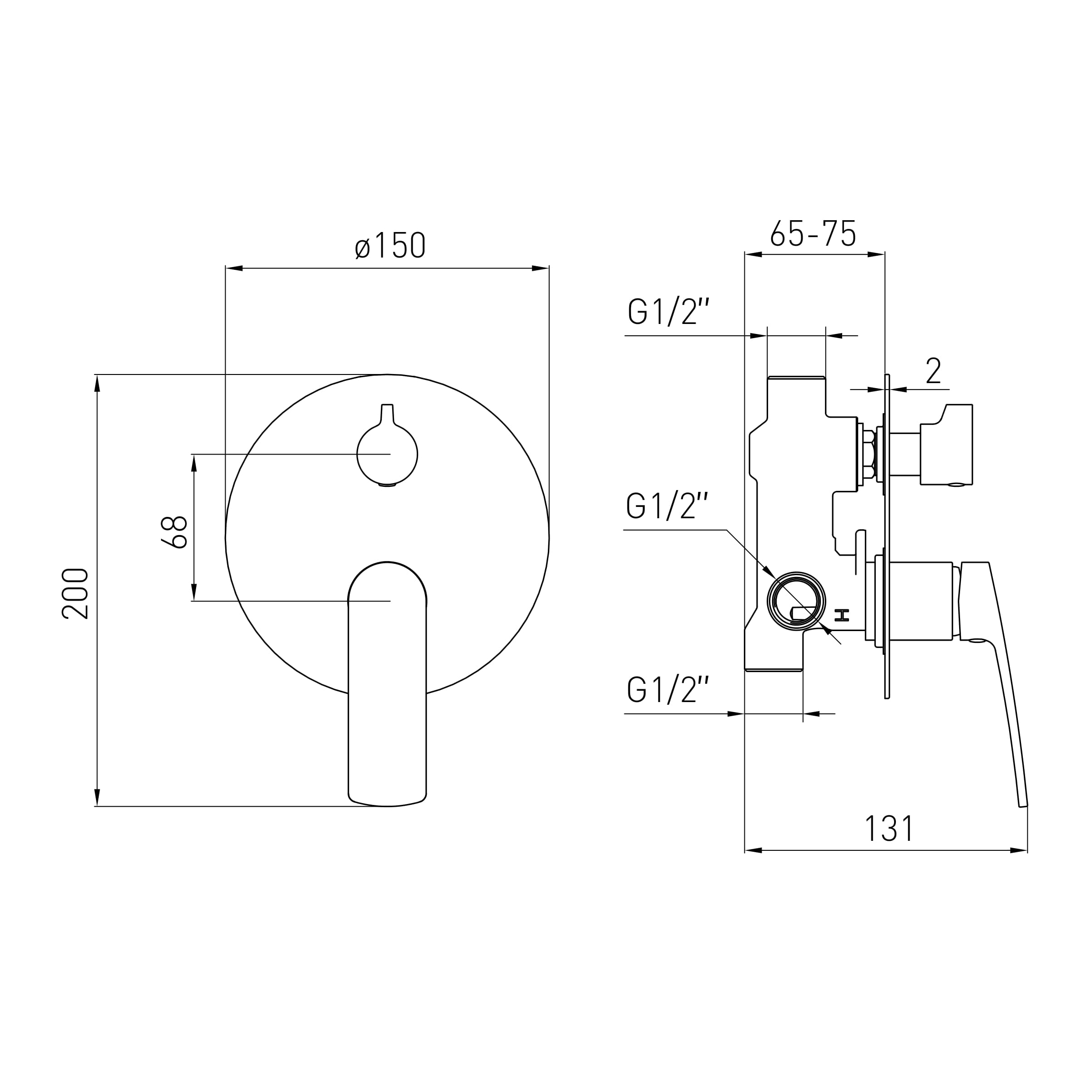 CANTE змішувач прихованого монтажу, 2-F, cromo