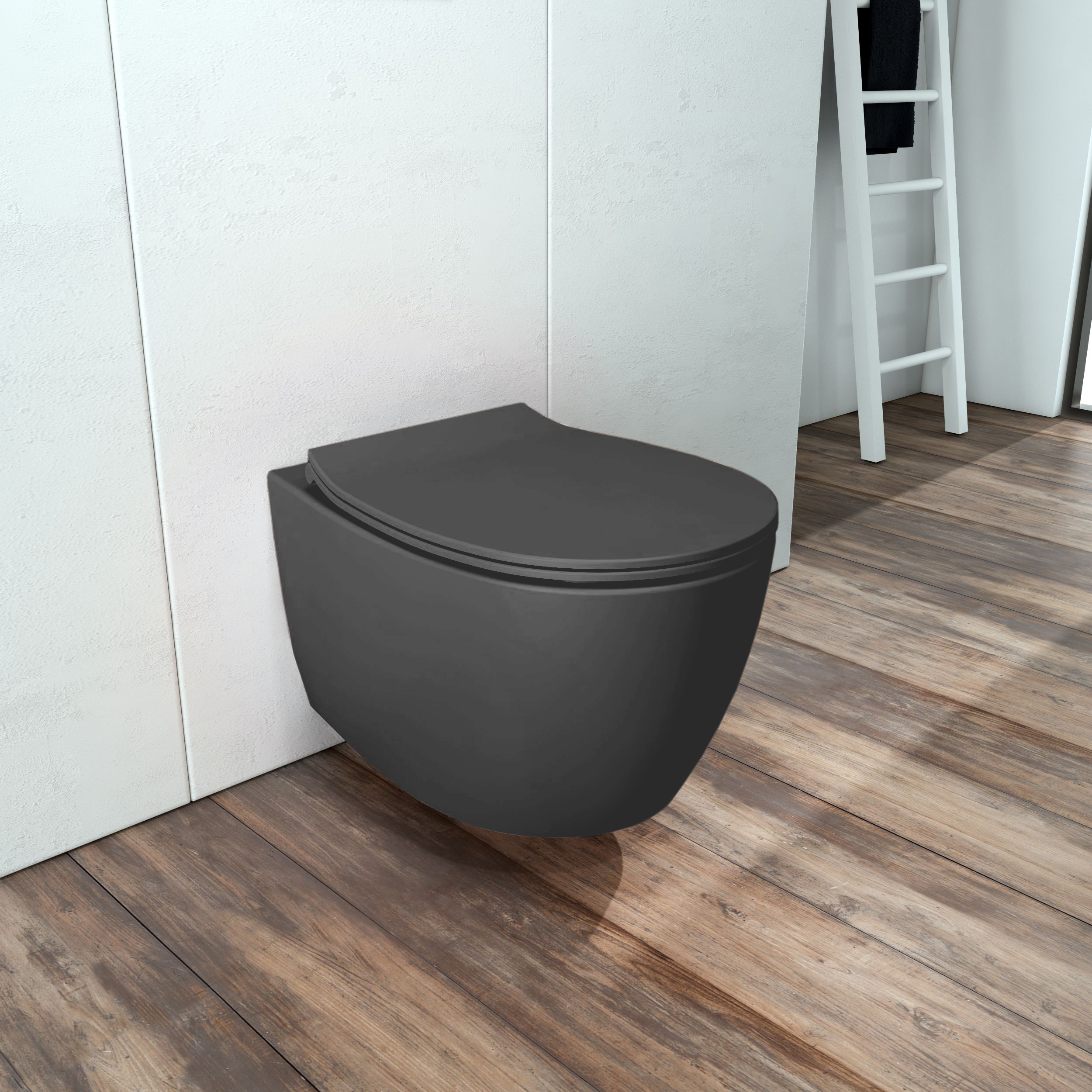 DAMA di VENEZIA унітаз підвісний безобідковий 36,3*51*40см, з сидінням Slim Soft Close, matt antracite