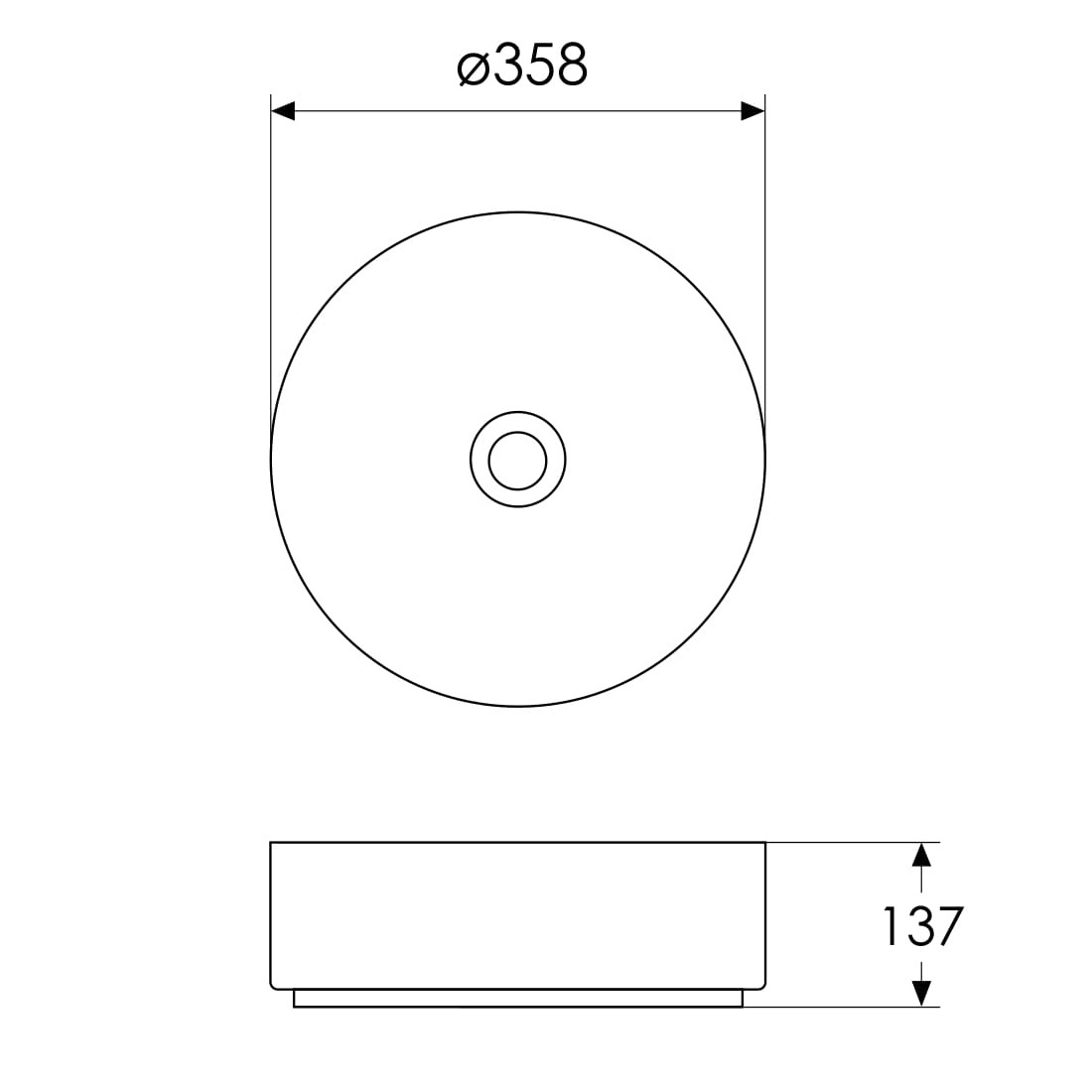 Умивальник накладний 35,8*35,8*13,7см круглий, matt grey