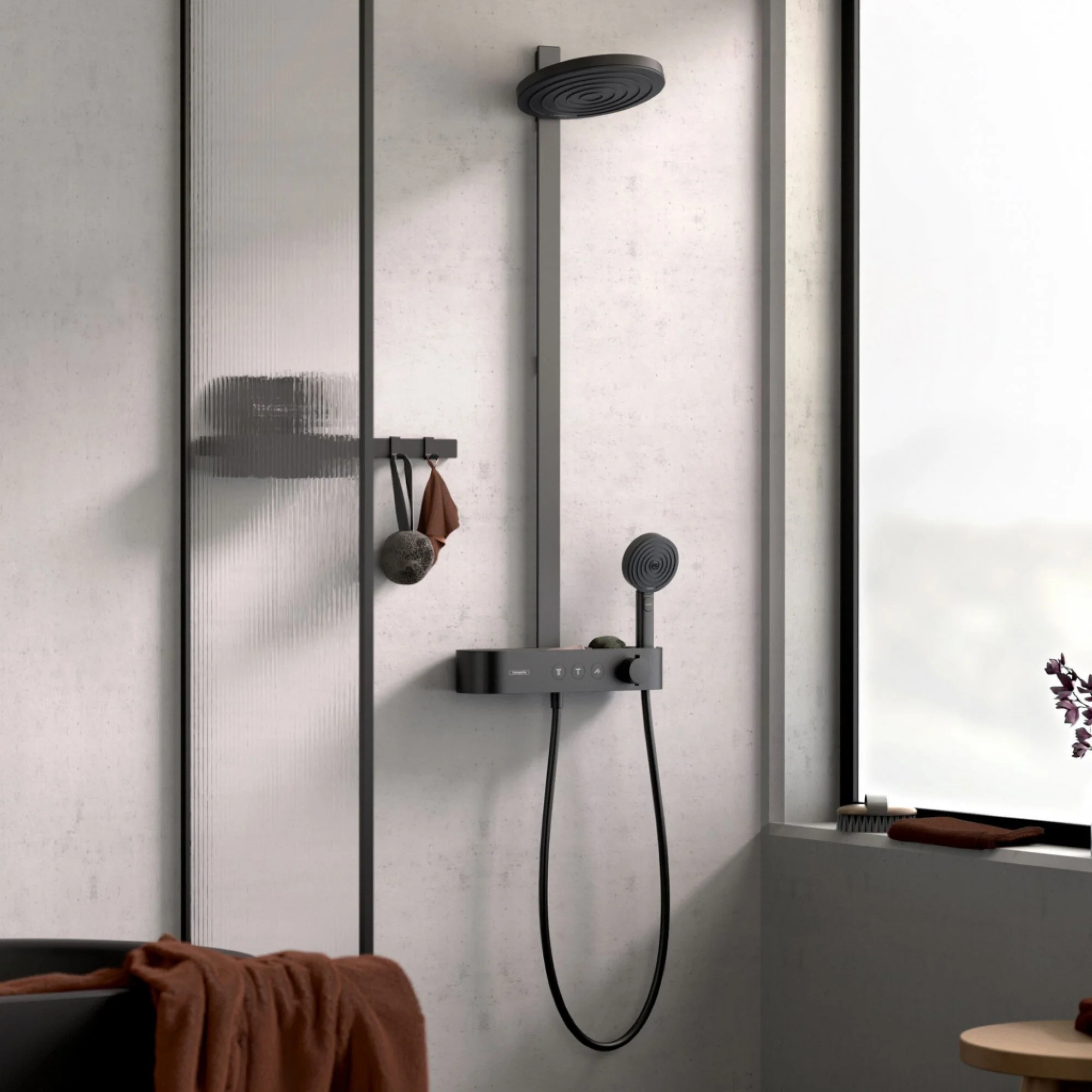 PULSIFY Showerpipe душова  система 260 з термостатом , чорний матовий