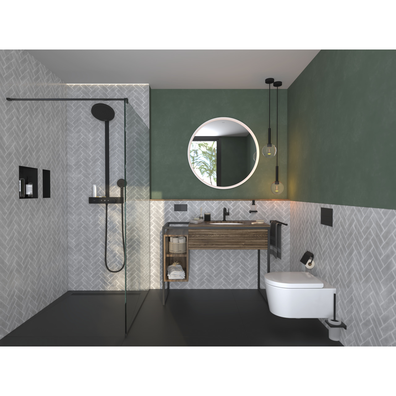 PULSIFY Showerpipe душова  система 260 з термостатом , чорний матовий