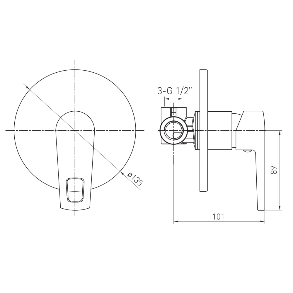 SOLAR змішувач прихованого монтажу, 1-F, cromo