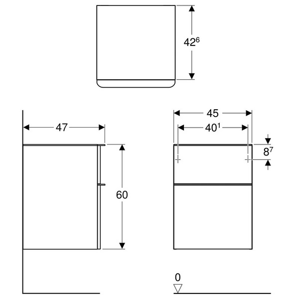SMYLE SQUARE тумба 45*60*47см, з 2 ящ., лава/фарбований матовий, лава/з матовим порошковим покрыттям