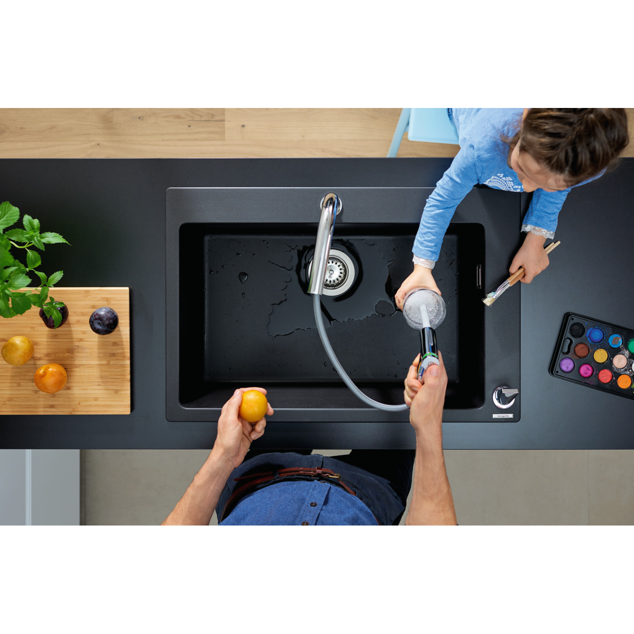Кухонна мийка кам`яна HANSGROHE 43313170, чорний