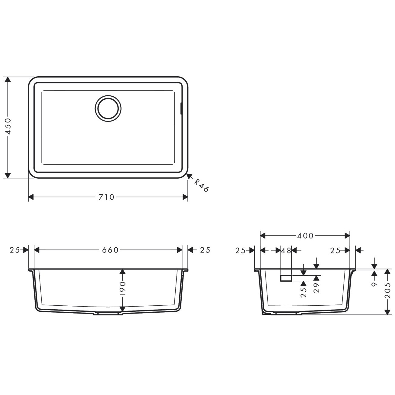 Кухонна мийка кам`яна HANSGROHE 43432170, чорний
