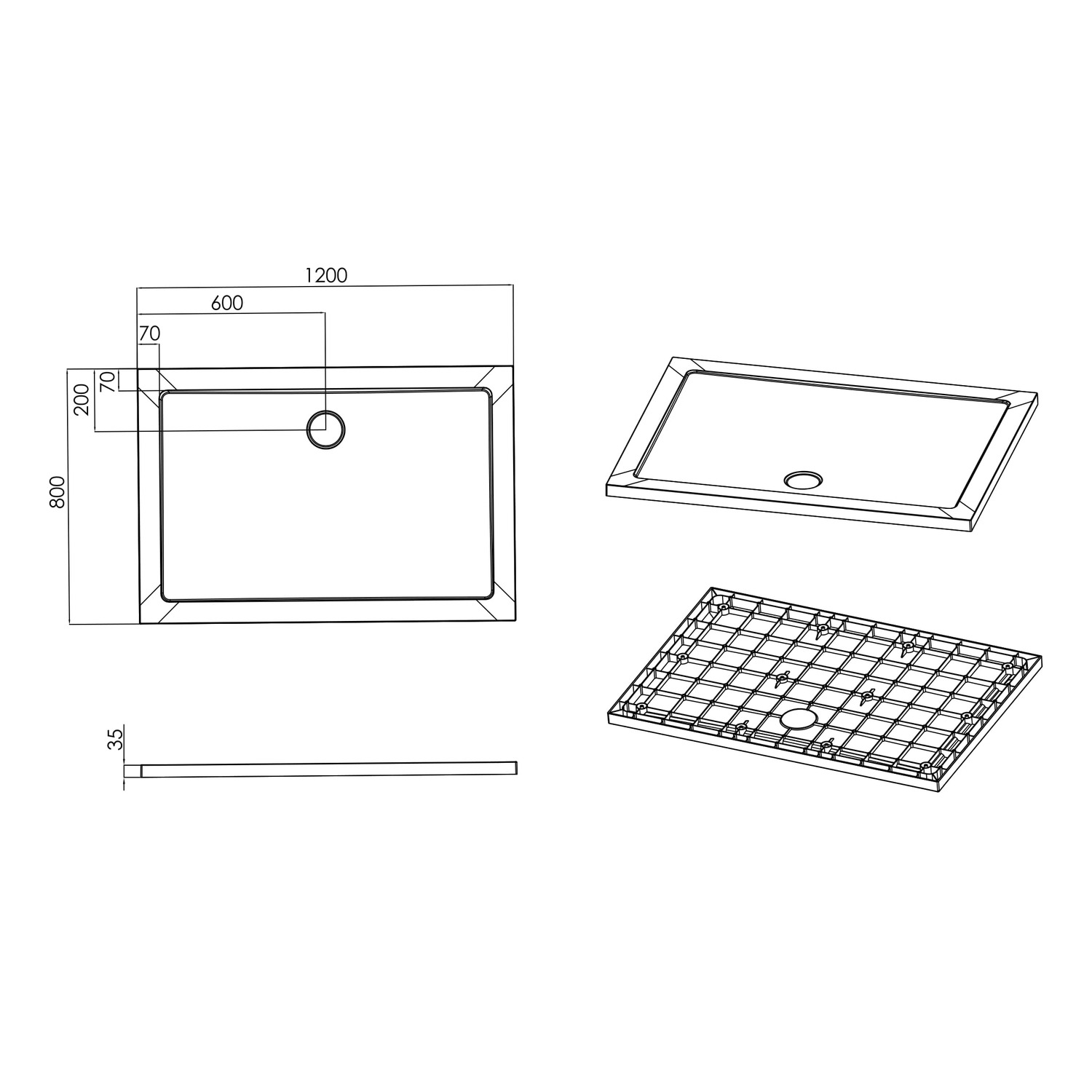 ShowerPad піддон прямокутний 80*120*3,5см