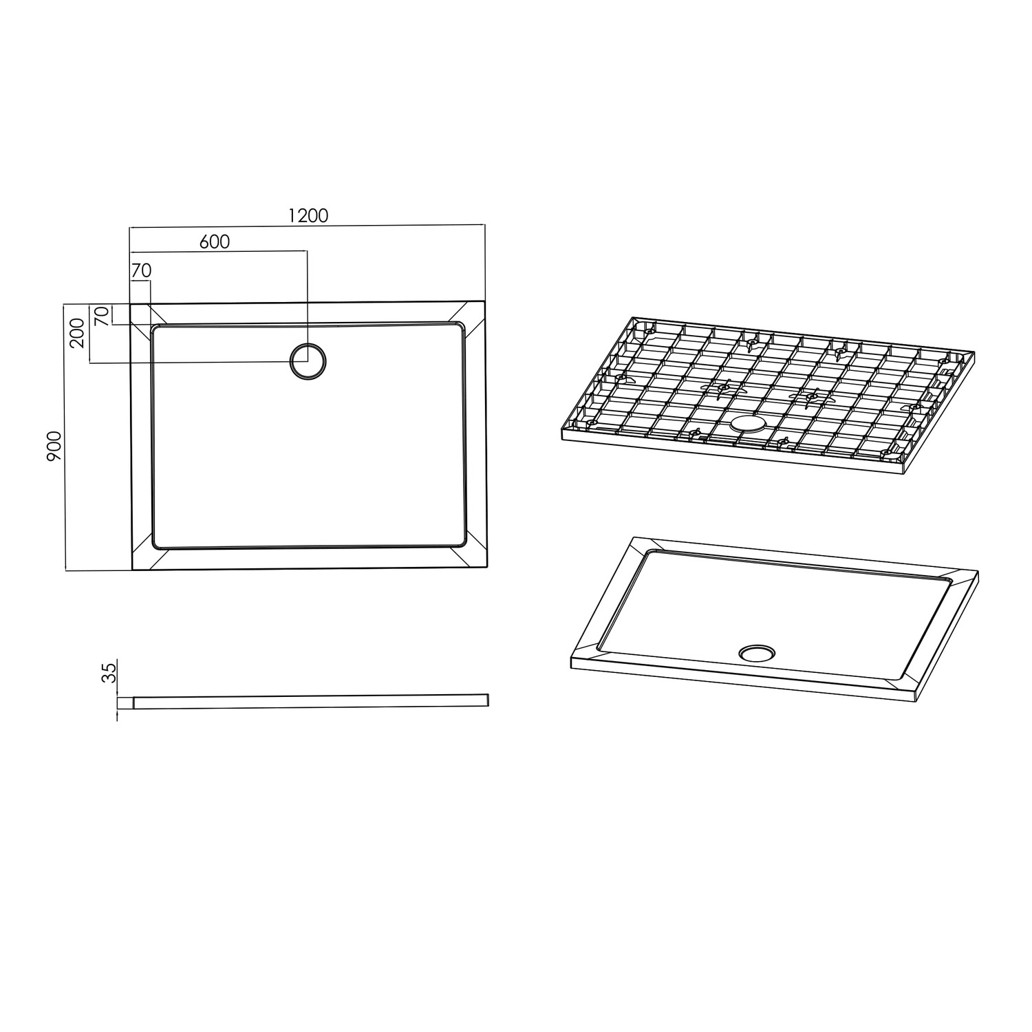 ShowerPad піддон прямокутний 90*120*3,5см
