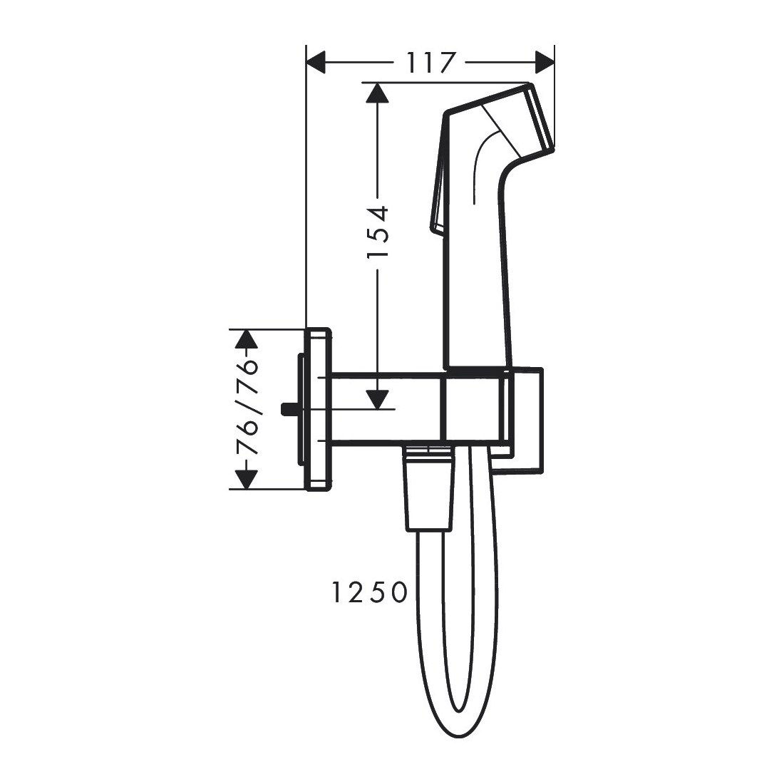 HANSGROHE E гігієнічний душ, зі шлангом 1,25 м і тримачем, чорний матовий