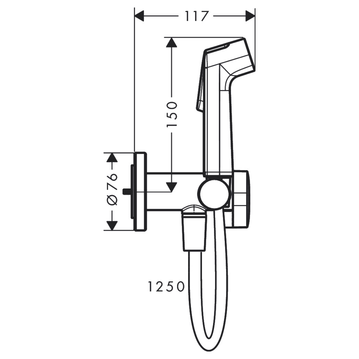 HANSGROHE S гігієнічний  душ, зі шлангом 1,25 м і тримачем, колір шліфованний  чорний хром