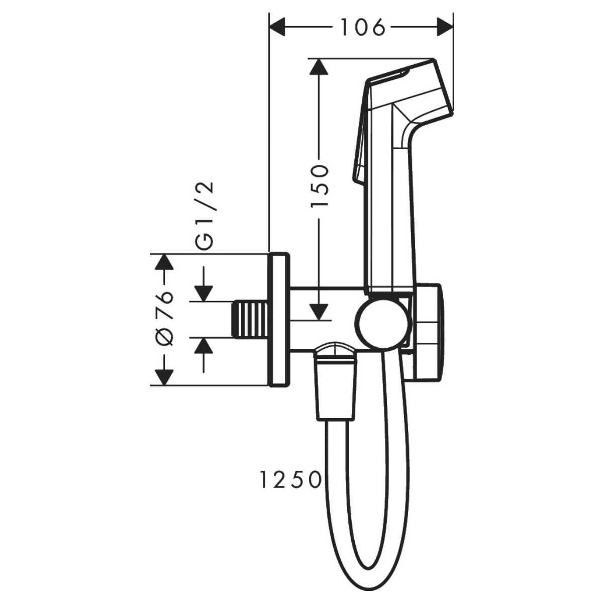HANSGROHE E гігієнічний душ, зі  шлангом 1,25 м і тримачем для холодної води Eco Smart, колір білий матовий