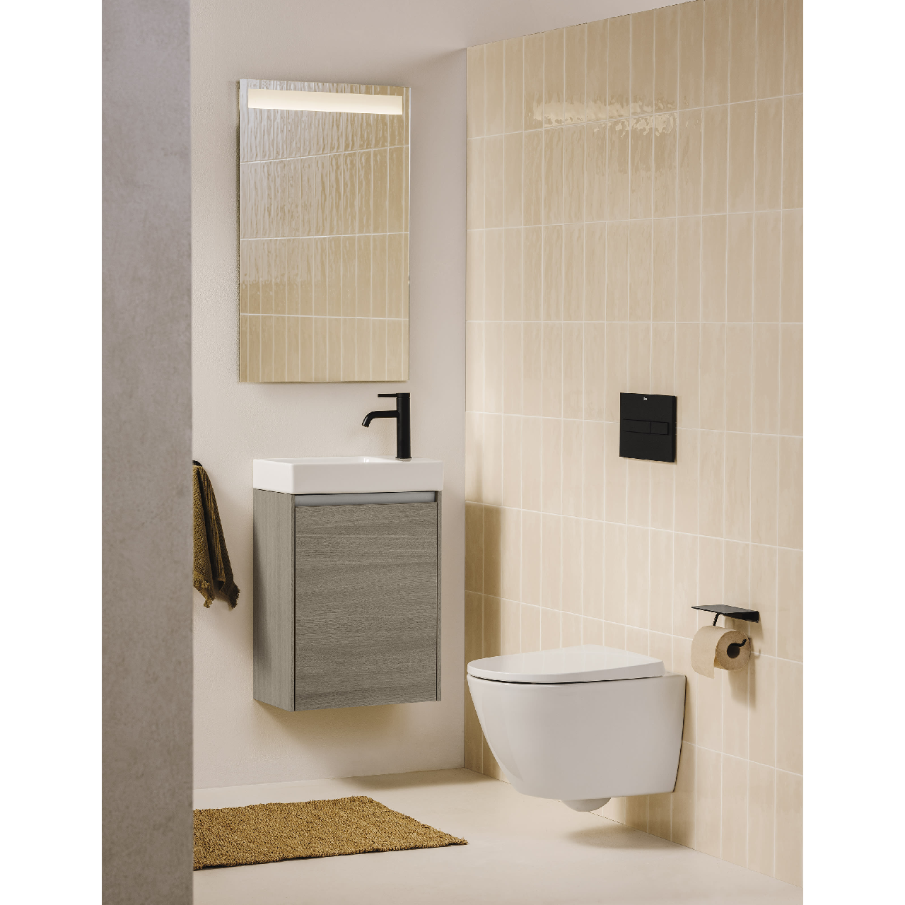 ONA умивальник 55x46x16 см, прямокутний, з отвором під змішувач, Fineceramic
