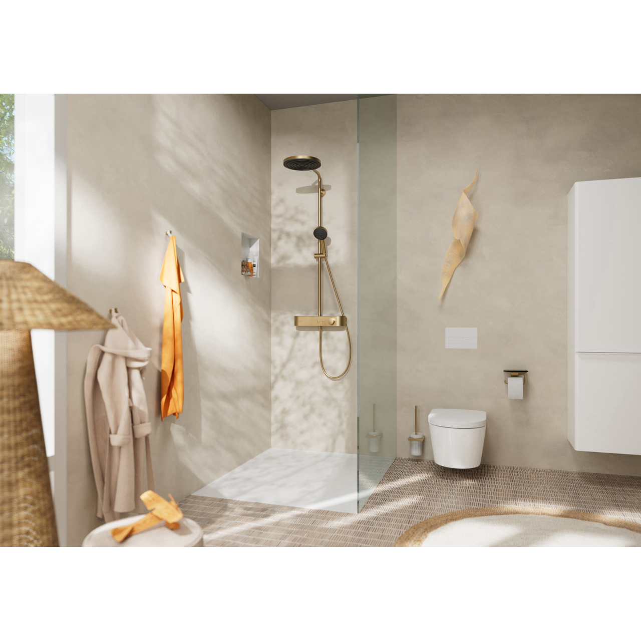 PULSIFY Showerpipe душова система 260 з термостатом, колір шліфована бронза
