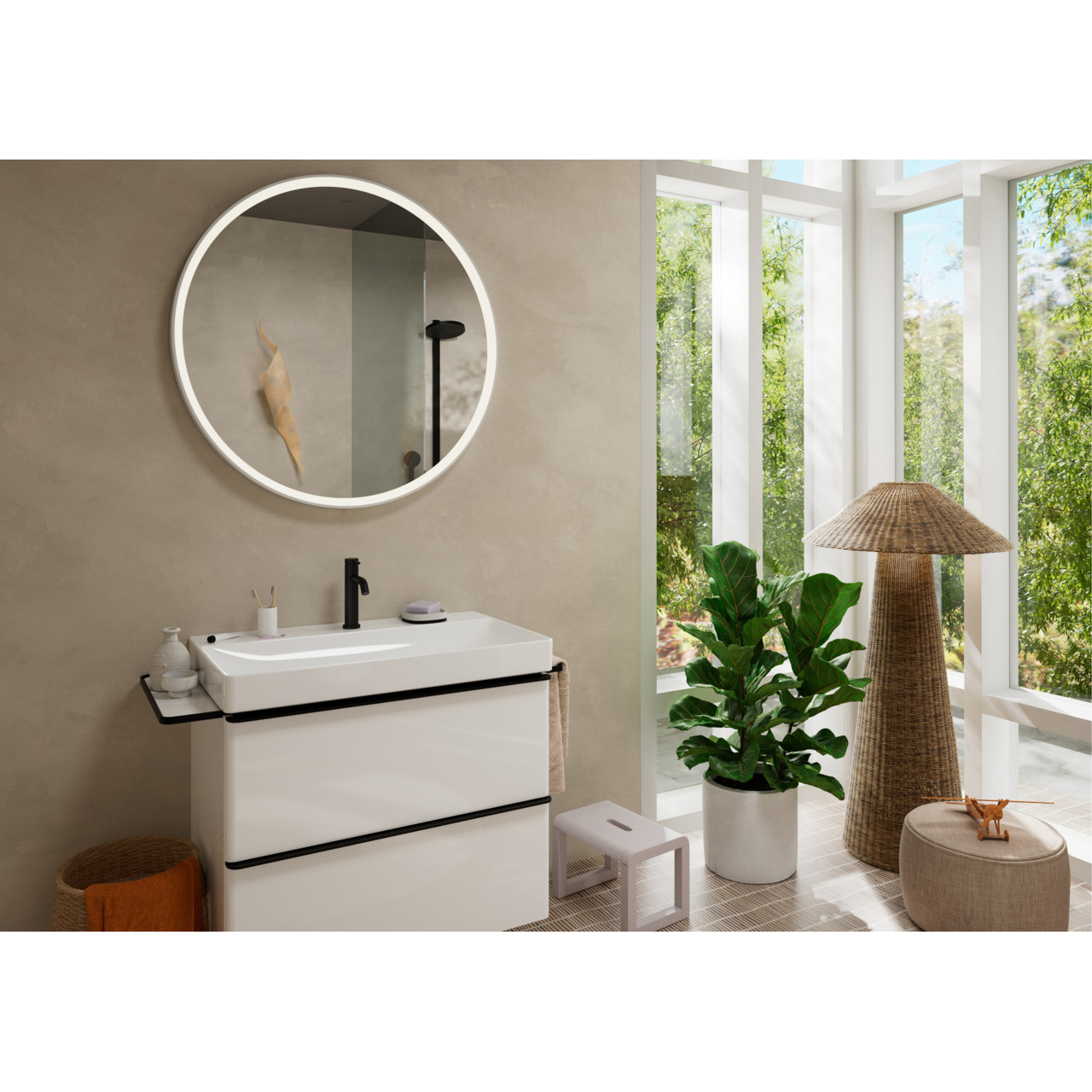PULSIFY Showerpipe душова система 260 з термостатом, колір чорний матовий