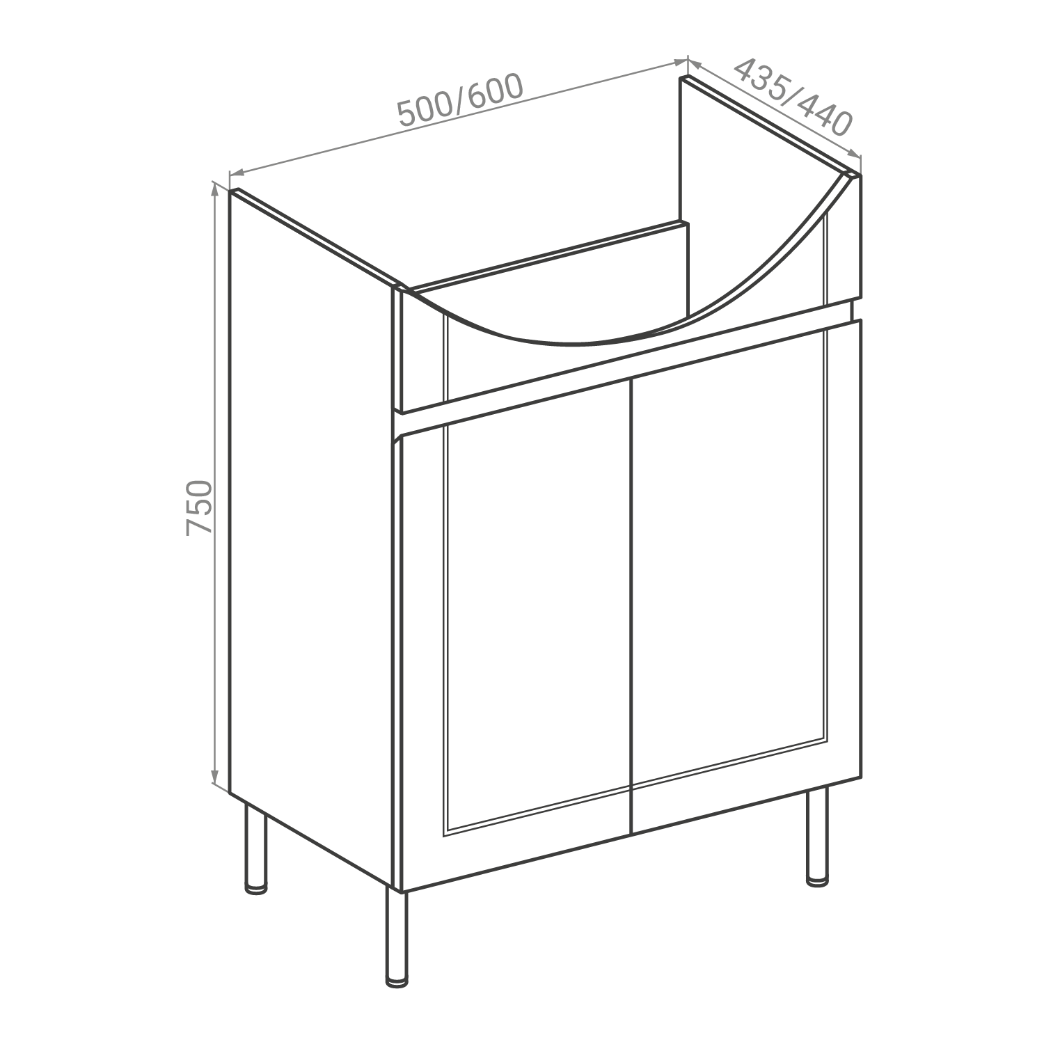 Підлога форте-хату з підминником 60 см, (2 двері, у комплекті з Arteco Washbasin, Art K667-025), білий