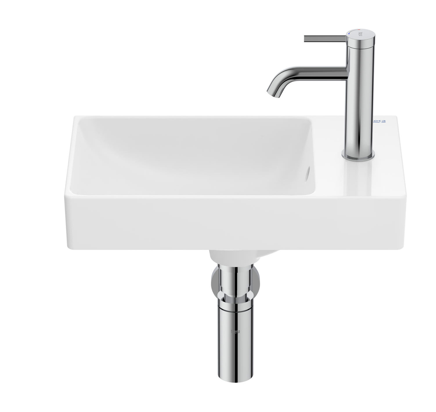 ONA умивальник асиметричний Compacto 45x26 см, з отвором під змішувач, Fineceramic, білий