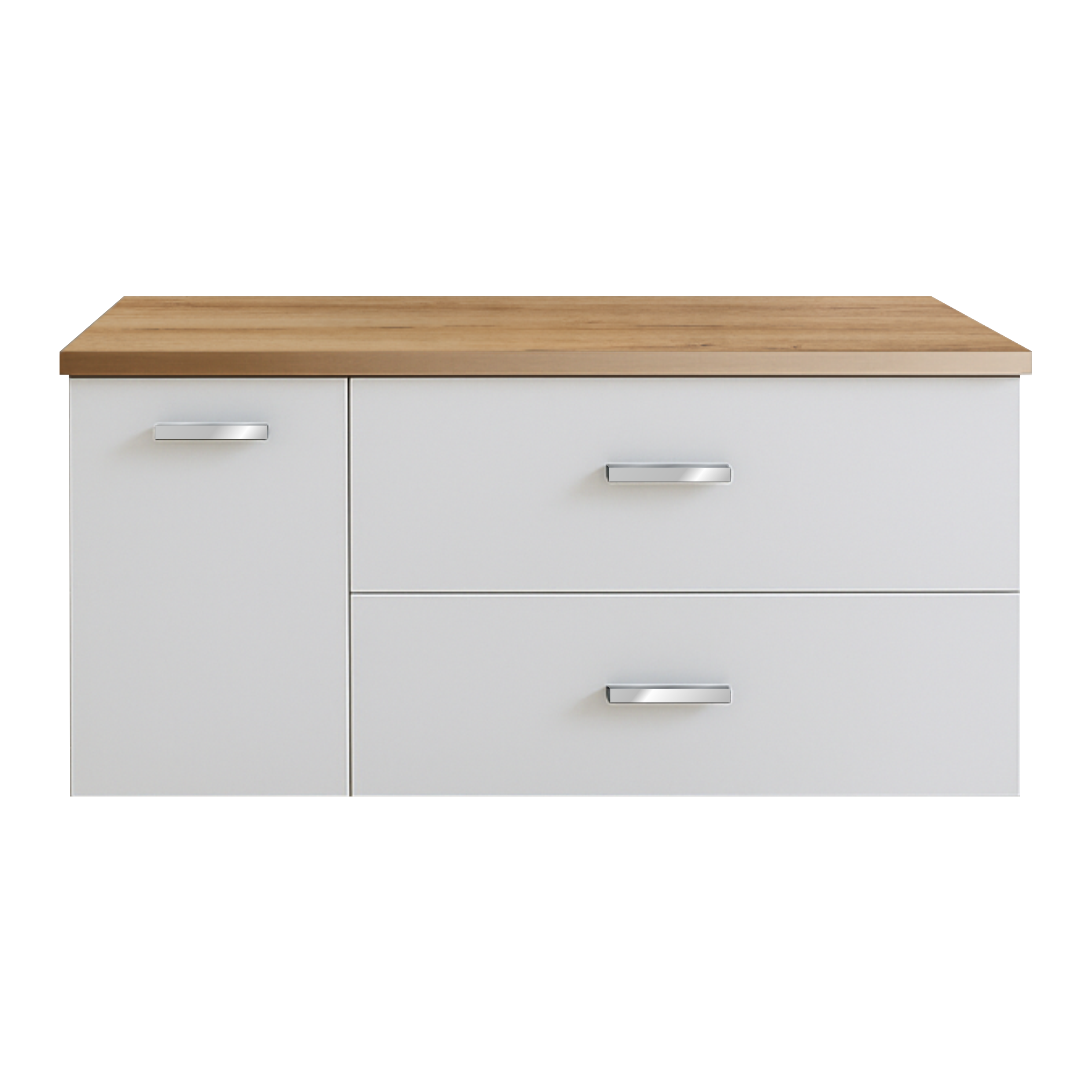 VICTORIA BASIC MODULAR комплект 89см: тумба 59см під накладний умивальник; модуль 30см із дверцятами; стільниця89 см; колір:білий/білий/дуб