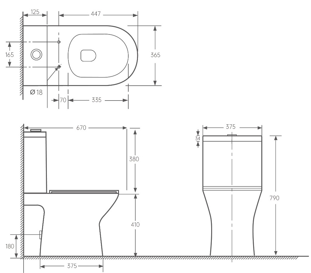 FEEL Rimless, унітаз підлоговий з бачком не пристінний 67*36,5*79 см, сидіння duroplast slow-closng