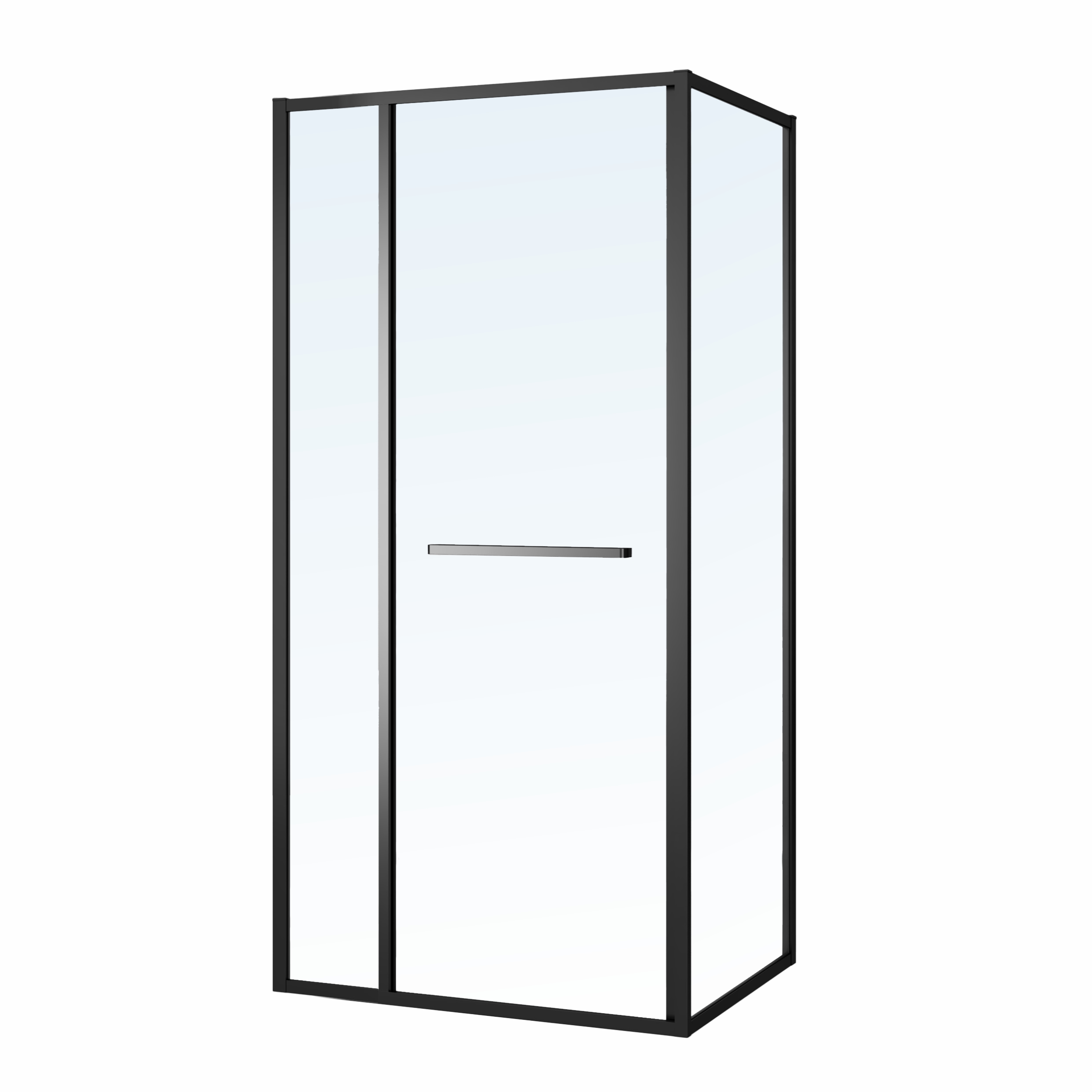 CRUZE душова кабіна 90*90*200см, тип дверей COME IN, профіль чорний, прозоре скло