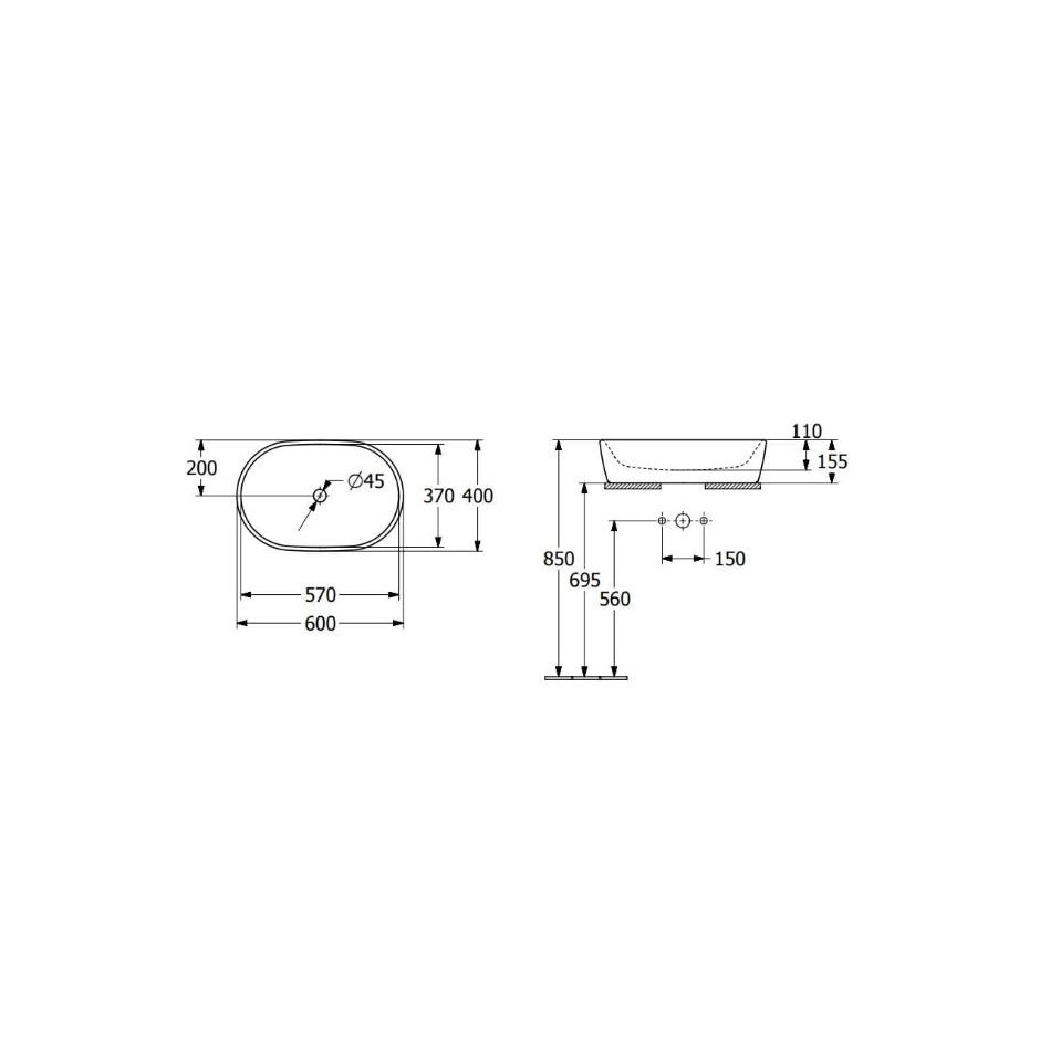 Architectura Moss для встановлення 60*40 см на такий спосіб, з переповненням, без OTP.