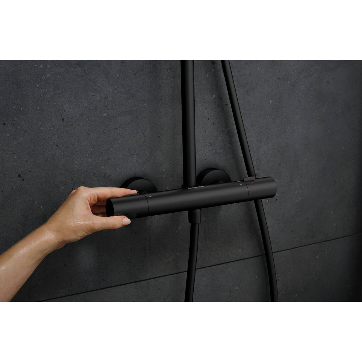 PULSIFY S PURO Showerpipe душова система 260 з термостатом, колір чорний матовий