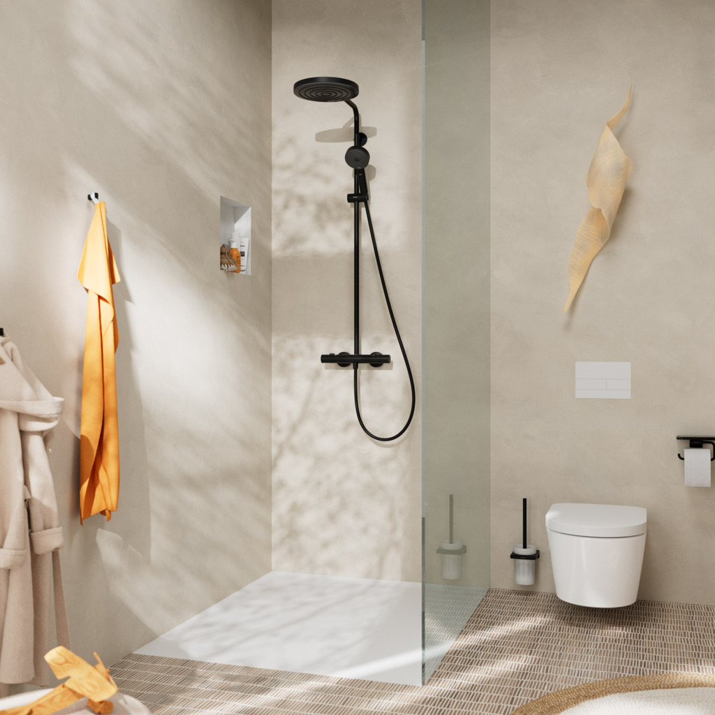 PULSIFY S PURO Showerpipe душова система 260 з термостатом, колір чорний матовий