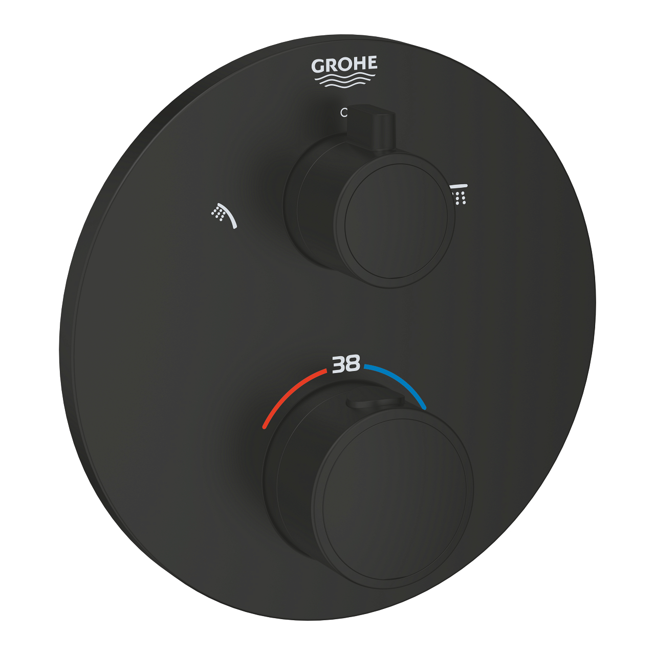GROHTHERM термостат для душу з перемикачем  на 2 положення  ванна/ душ, ПМ, колір чорний матовий