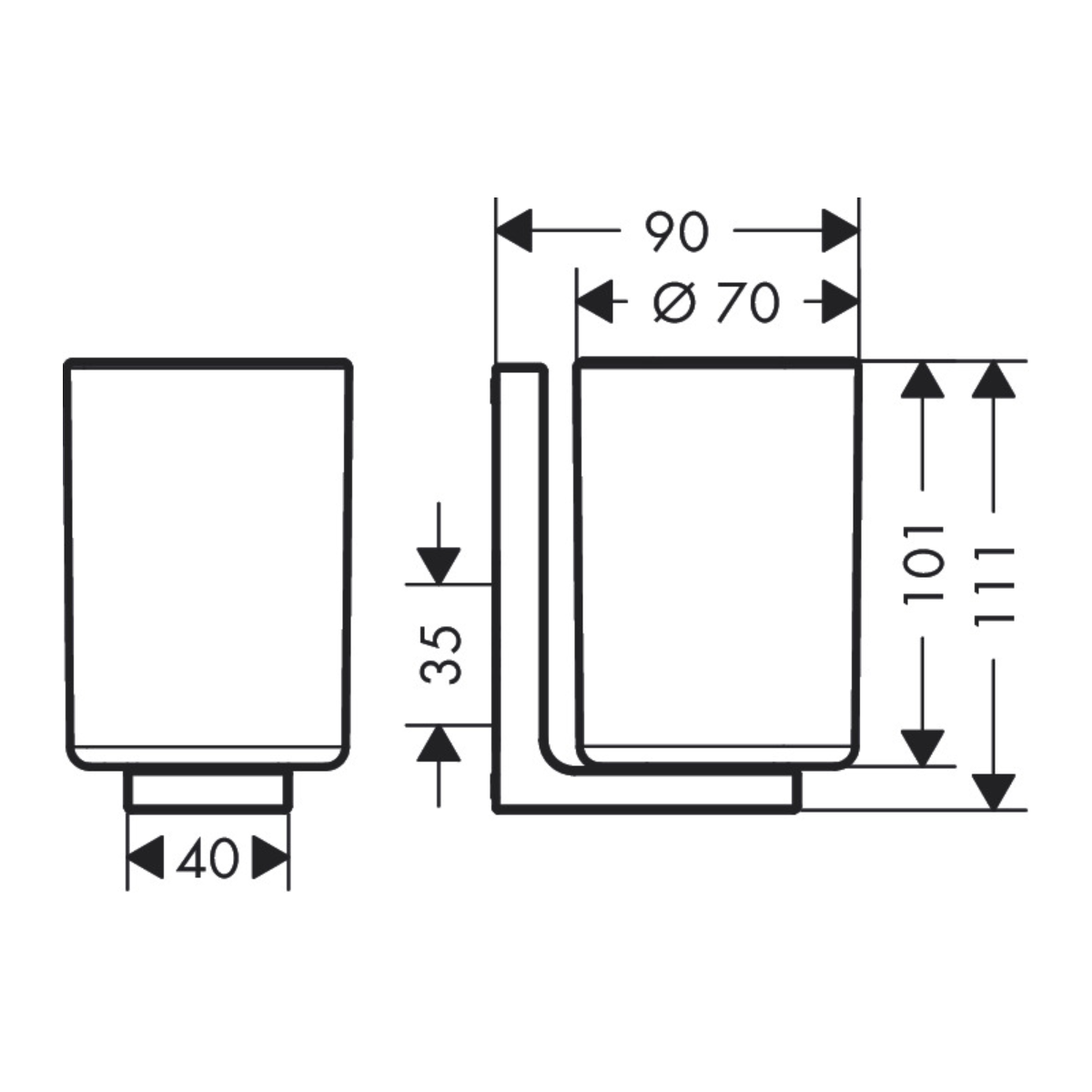 AXOR UNIVERSAL RECTANGULAR стакан підвісний, хром