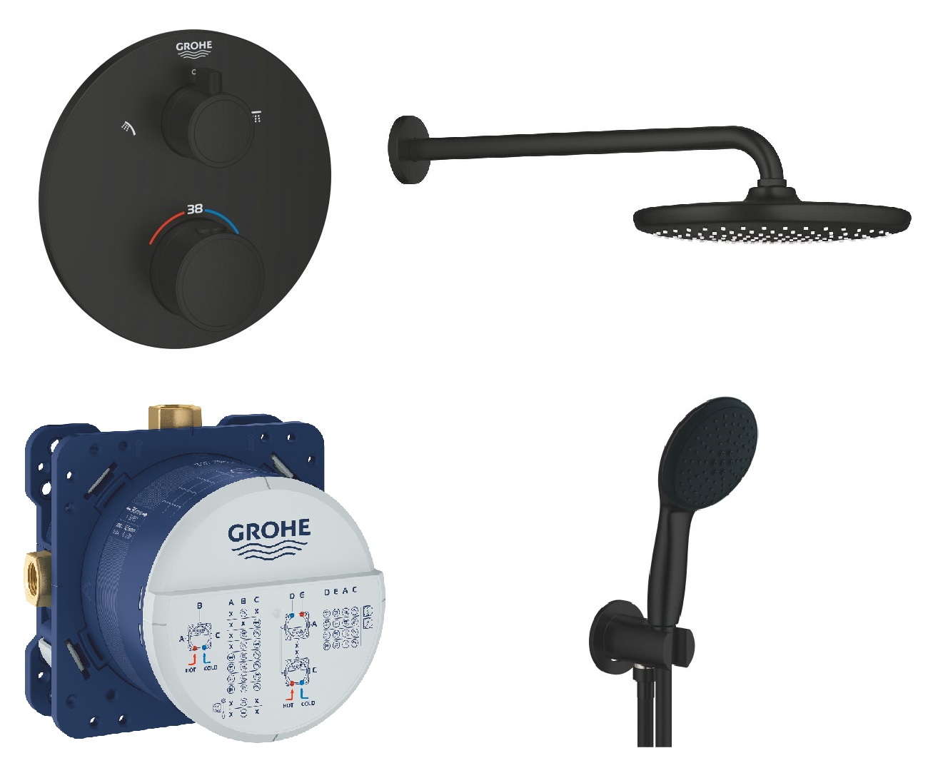 GROHTHERM   набір для душу (266682430+35604000+1022082430+264062433) колір чорний матовий
