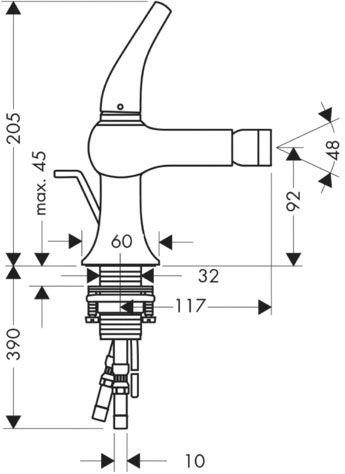 Axor Terrano - змішувач на біде (хром) HANSGROHE 37200000