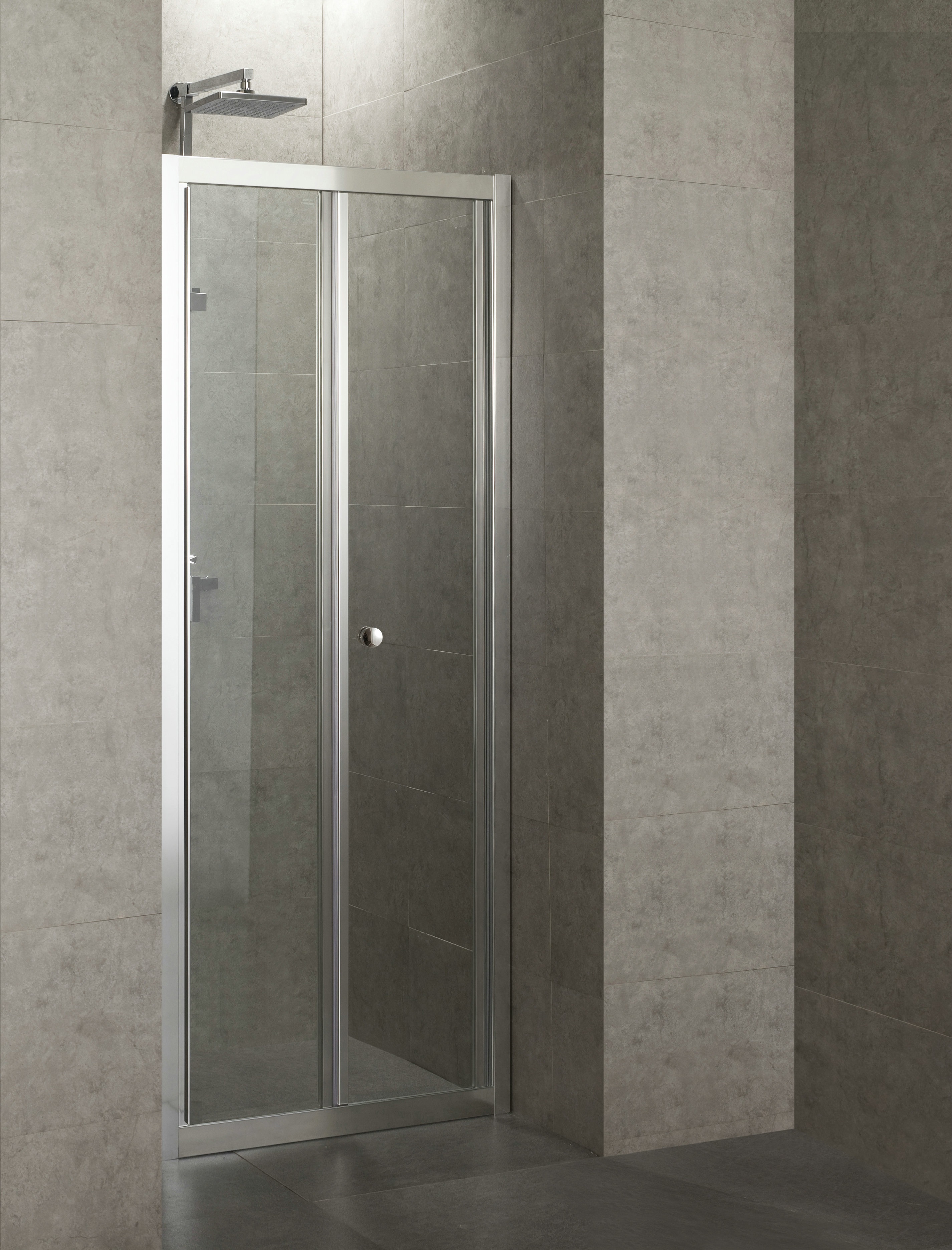 Двері bifold 80*195, профіль хром, скло прозоре 5мм