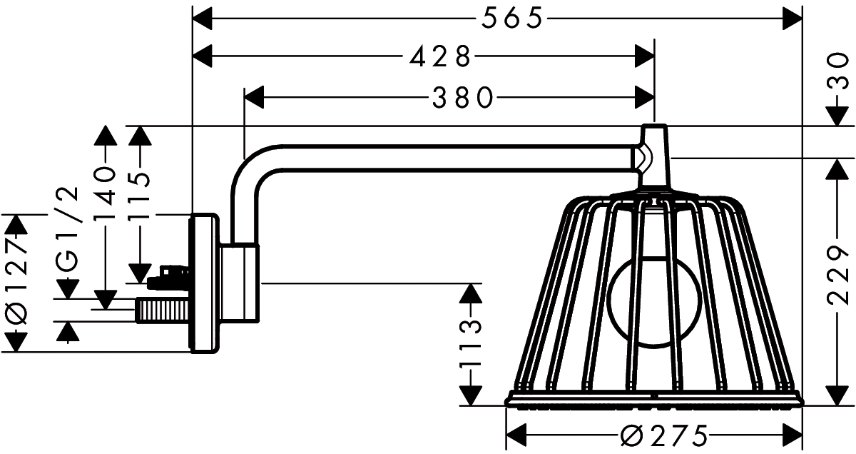 Axor Lamp Shower Душ верхній з лампою, поворотний, 1 вид струменя